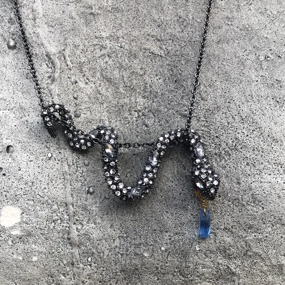 Alexis Bittar snake necklace with blue drop - Picture 4 of 10